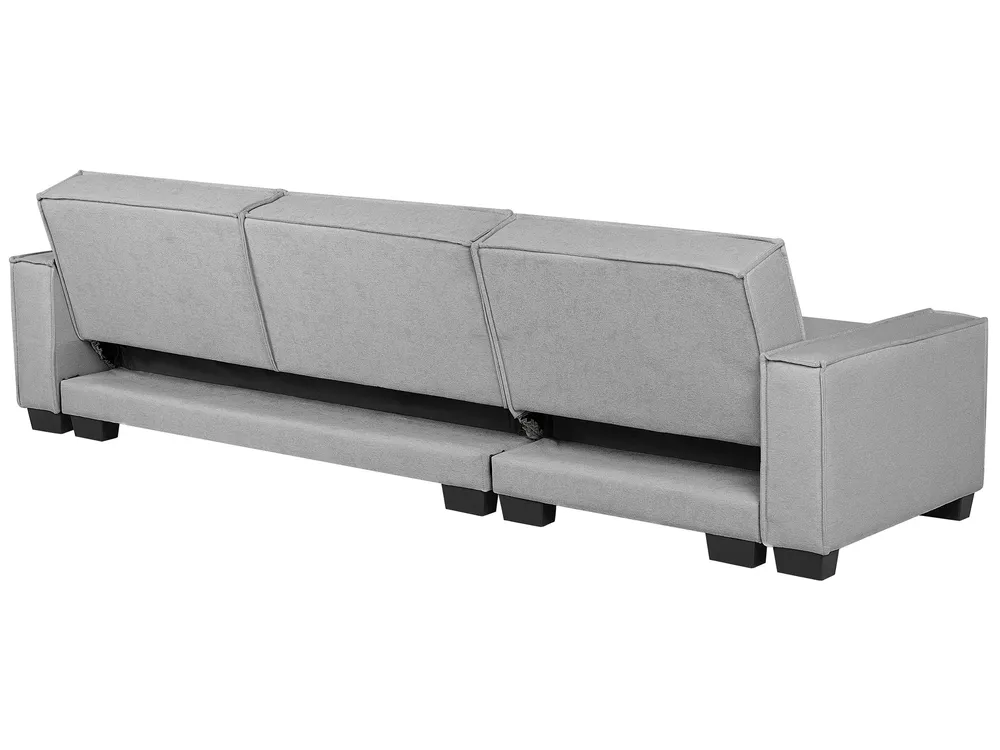 Corner Sofa Bed 3 Seater ROMEDAL Fabric Light Grey Right Hand_748914