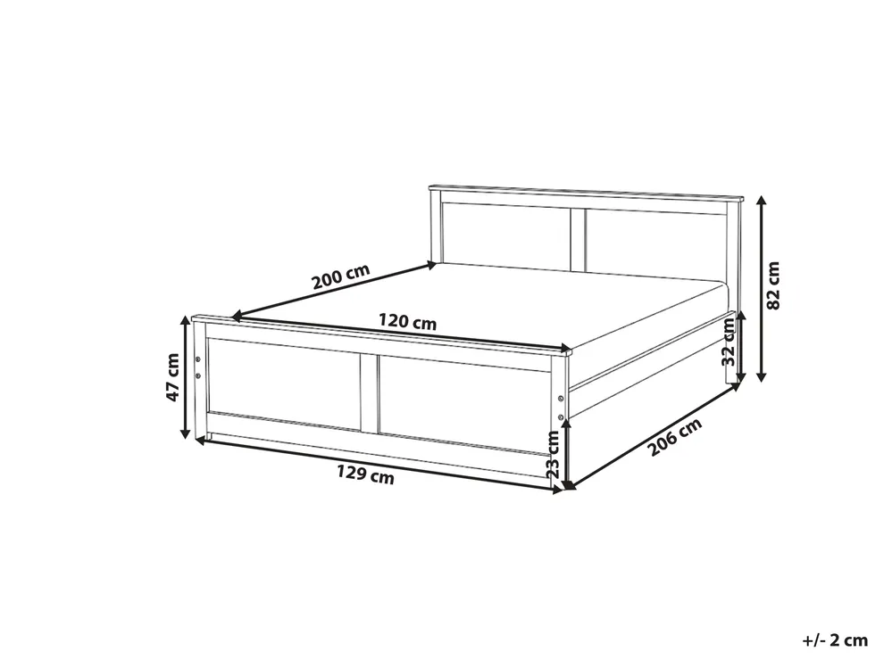 Krevet DAUPHIN Borovo drvo Svijetlosmeđa 120 x 200 cm_1059822