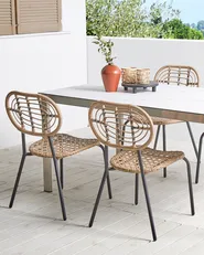 Gartenstuhl 4er Set PRATELLO Polyrattan Naturfarben_877745