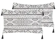 Dekokissen 2er Set SCHEFFLERA 30 x 50 cm Samtstoff Weiß Geometrisches Muster_815374