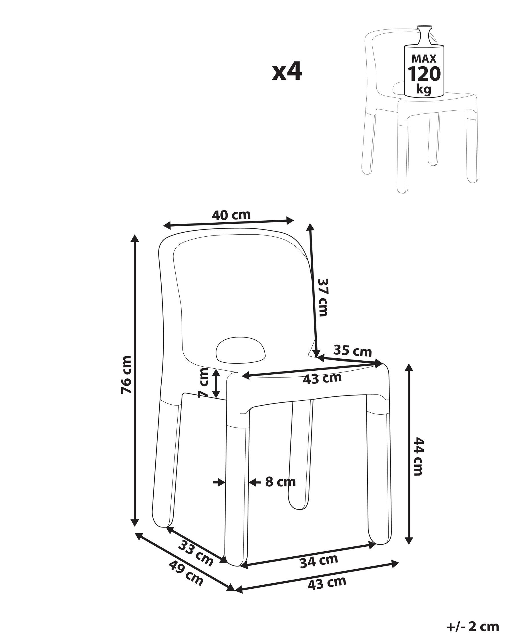 Gartenstuhl 4er Set BETIM Korallenrot_988723