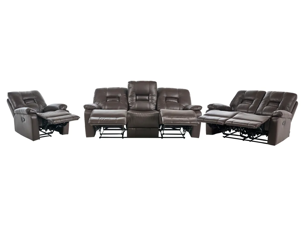 Sofa Set manuell verstellbar 6-Sitzer BERGEN Kunstleder Braun