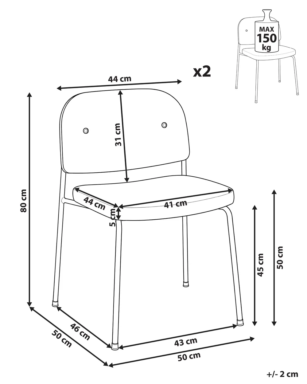 Esszimmerstuhl 2er Set ASHCROFT Metall Dunkelbraun / Orange_1076772