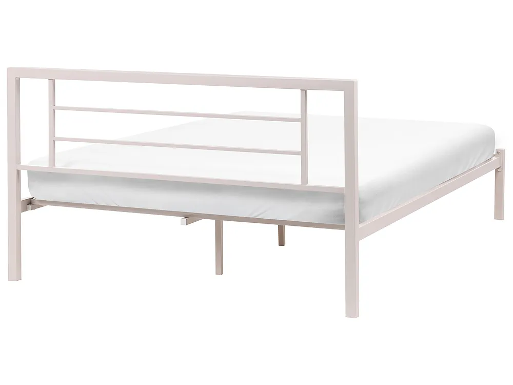 Bett mit Lattenrost Metall CUSSET 140 x 200 cm Hellbeige_1162074