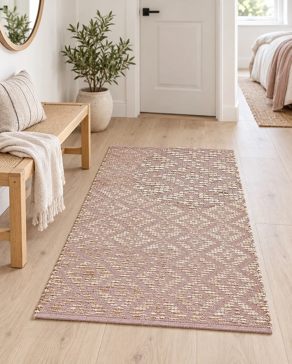 Teppich GERZE Rosa 80 x 150 cm Baumwolle