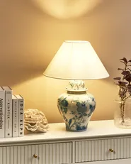Tischlampe SORRAIA Porzellan Weiß / Blau_980838