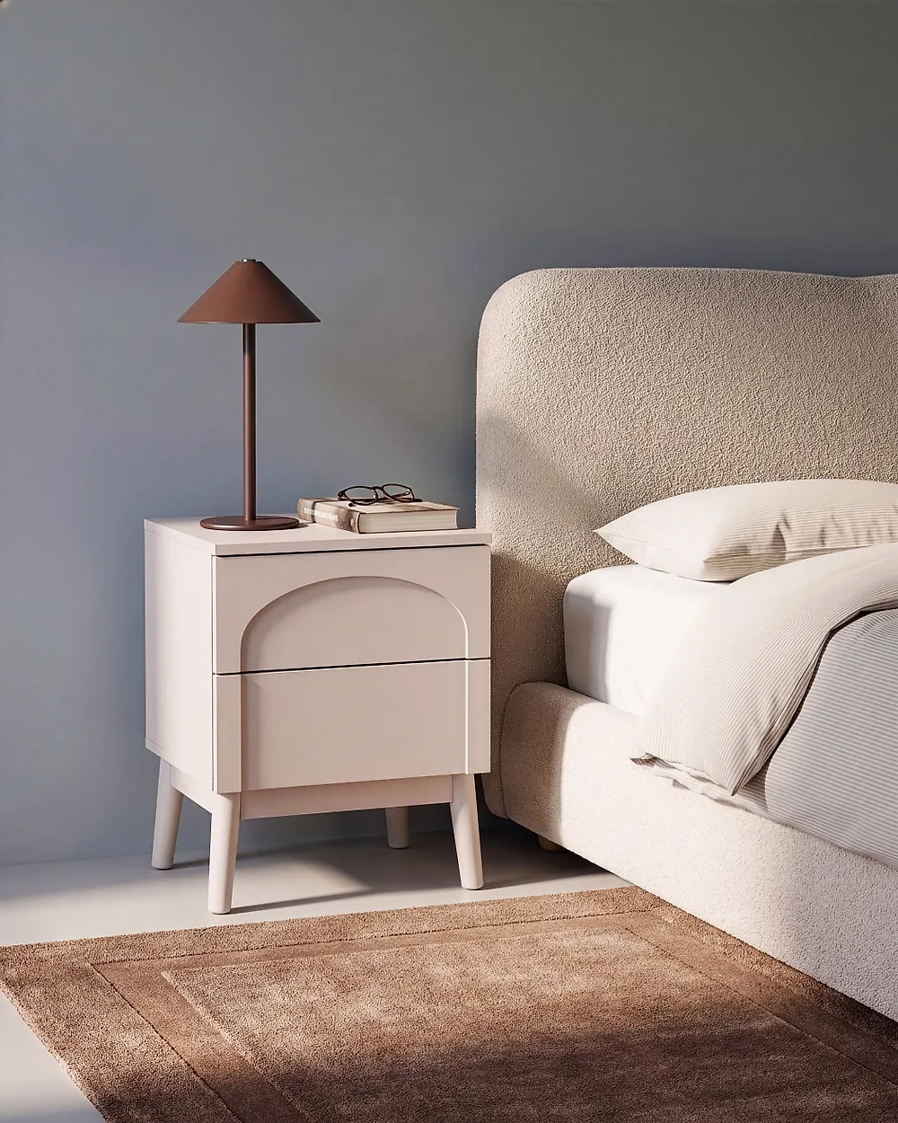2 Drawer Bedside Table BOULIA Light Beige