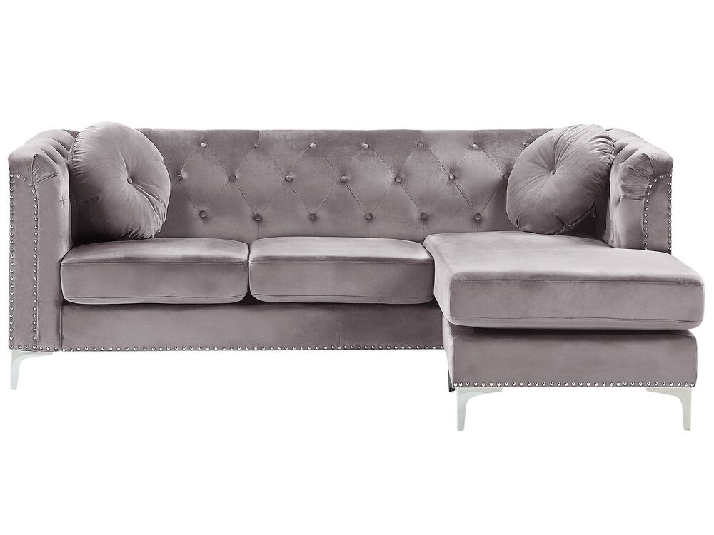 Corner Sofa FLEN Velvet Grey Left Hand