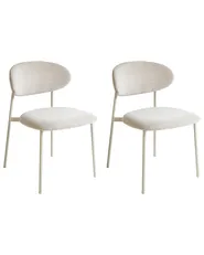 Set of 2 Dining Chairs COWLEY Chenille Light Beige_968457