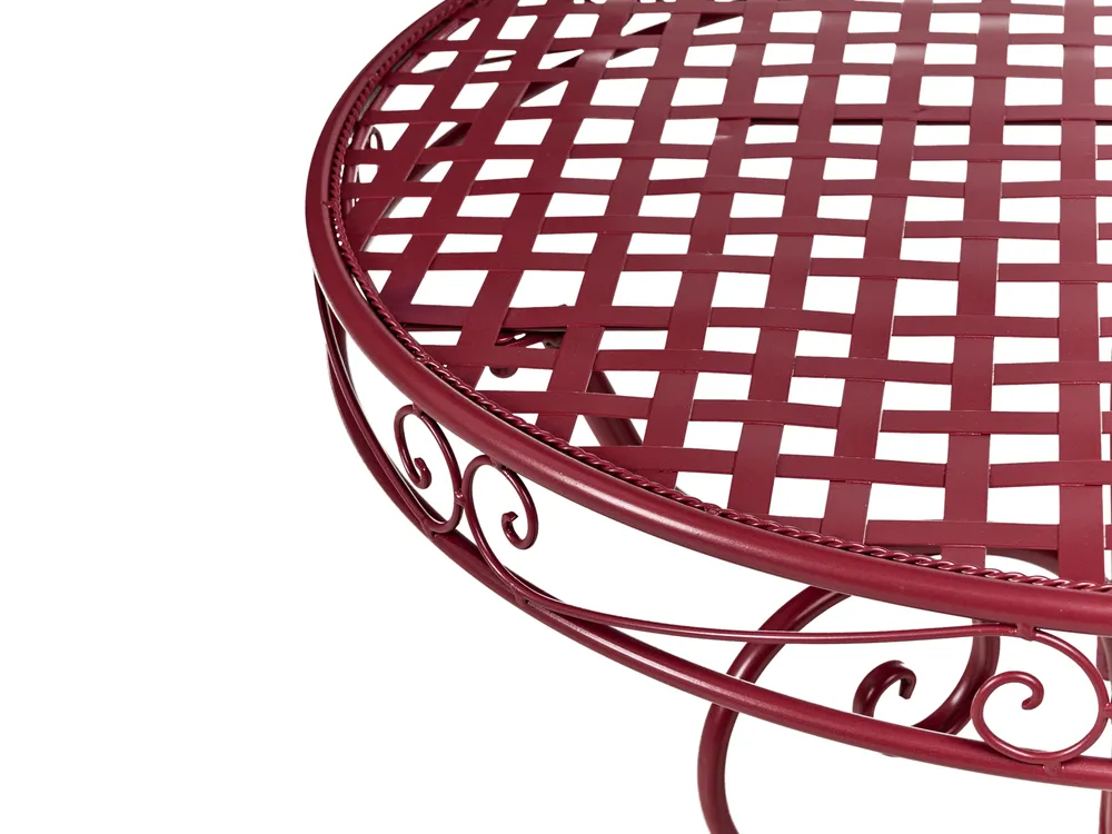 Bistro Set ALBINIA Metall Burgunderrot_1016249
