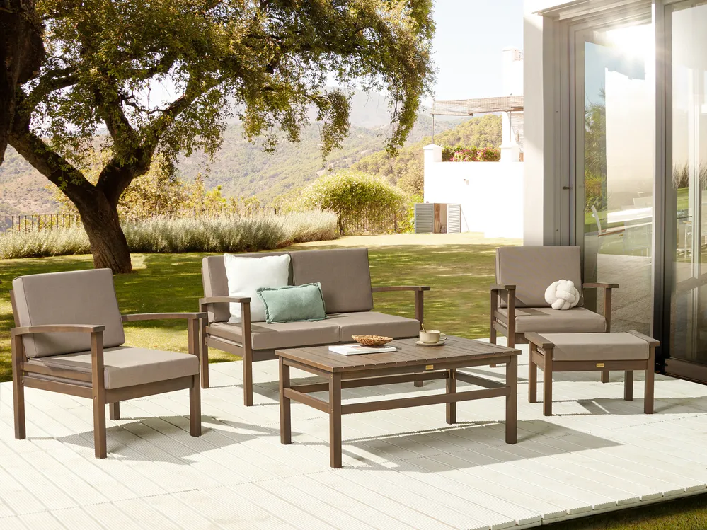 Lounge Set mit Tisch 4-Sitzer MANILA Akazienholz Dunkelbraun