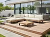 Garten Ecksofa mit Tisch 5-Sitzer FRAZZANO zertifiziertes Akazienholz Cremeweiß