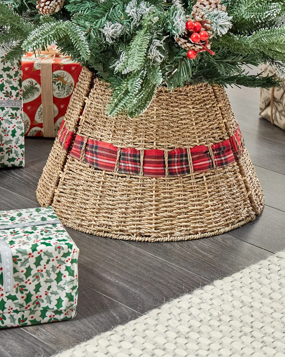 Weihnachtsbaumkragen MARCHE 45 cm Seegras Naturfarben