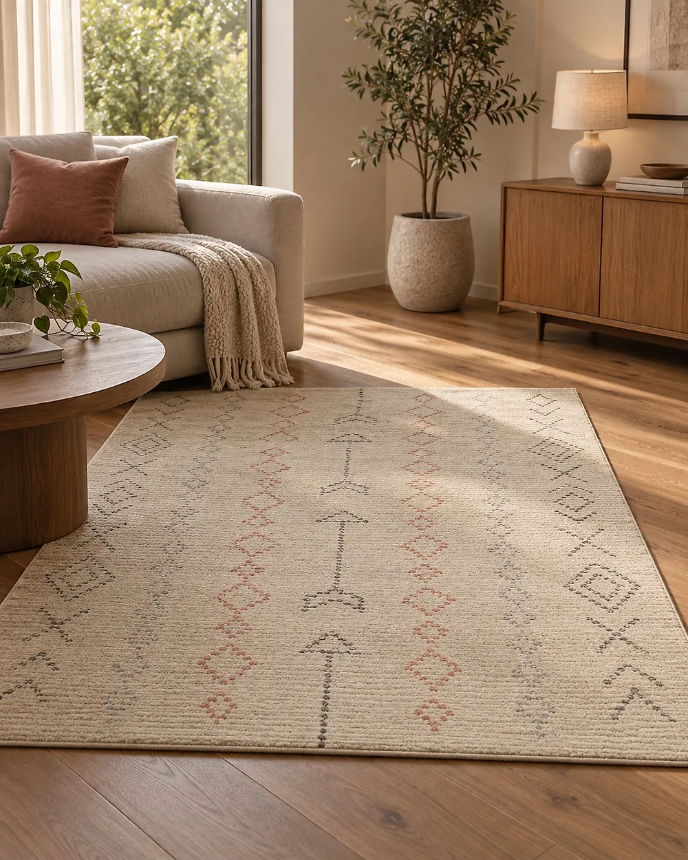 Teppich DISPUR Beige 140 x 200 cm Baumwolle