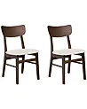 Esszimmerstuhl 2er Set ANOKA Holz Dunkelbraun / Beige
