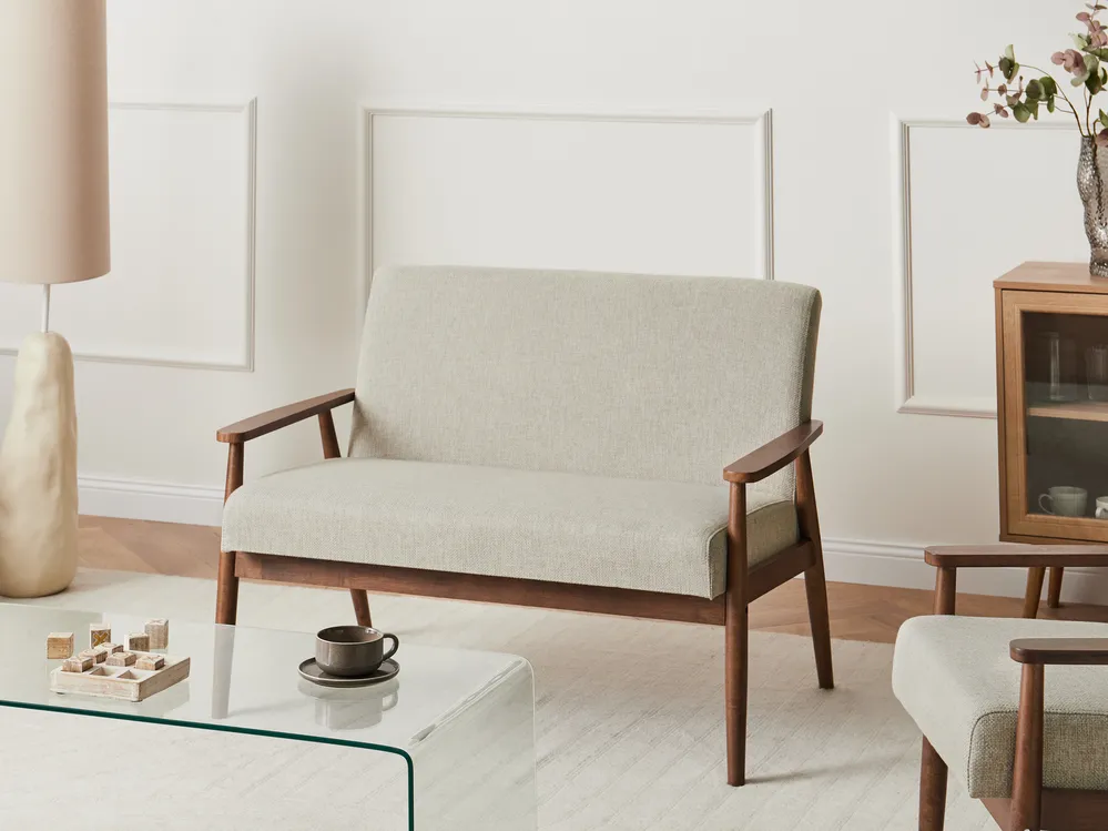 Sofa 2-Sitzer ESRUM Stoff Dunkelbraun / Grau