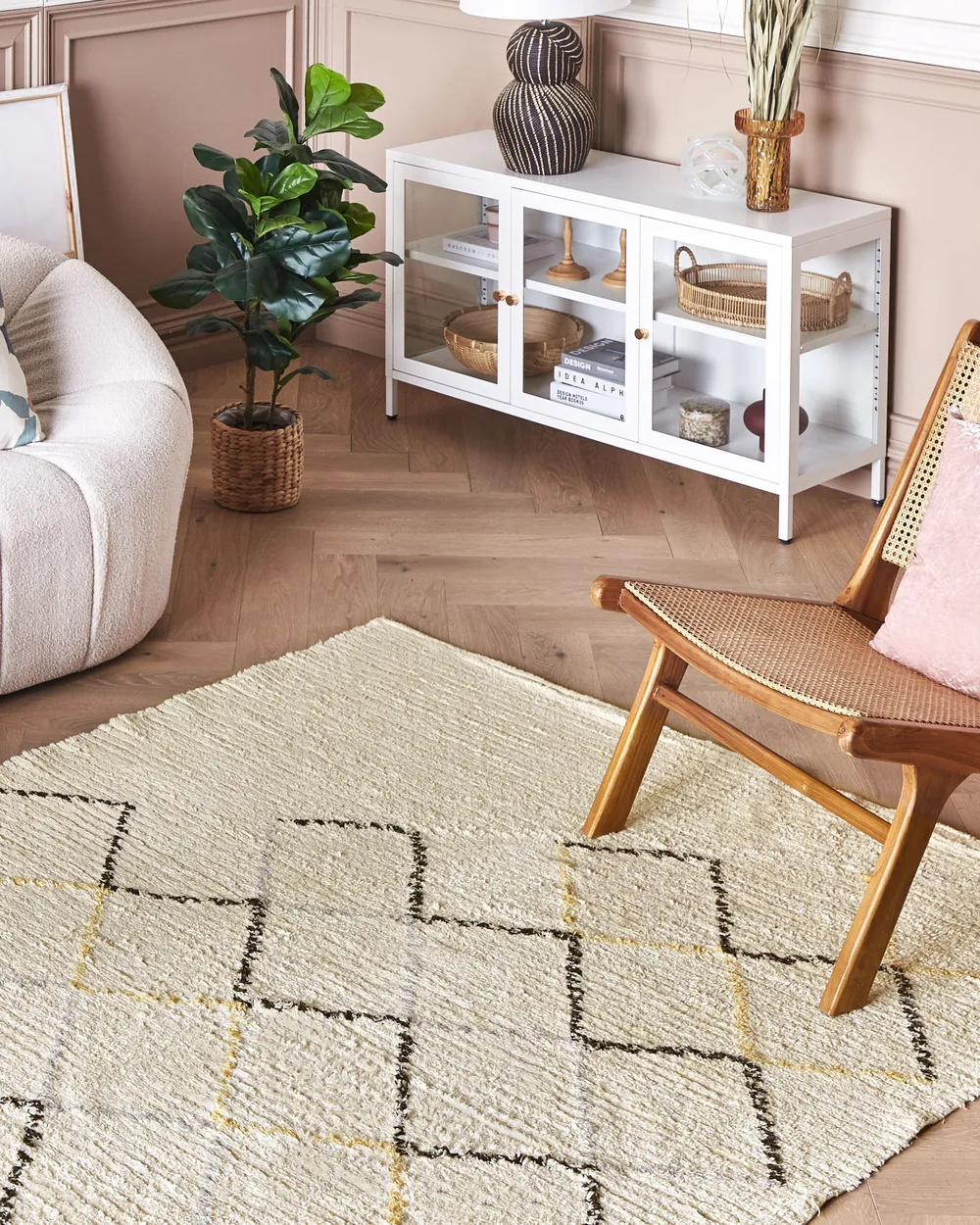 Teppich TEZPUR Beige 160 x 230 cm Baumwolle