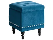 Pouf mit Stauraum LORETTO Samtstoff Dunkelblau_779454