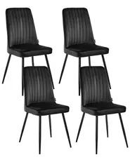Set of 4 Dining Chairs KIRBY Velvet Black_1024779