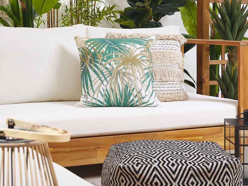 Lot de 2 coussins d'extérieur GAIANA Motif de plante 45 x 45 cm Vert
