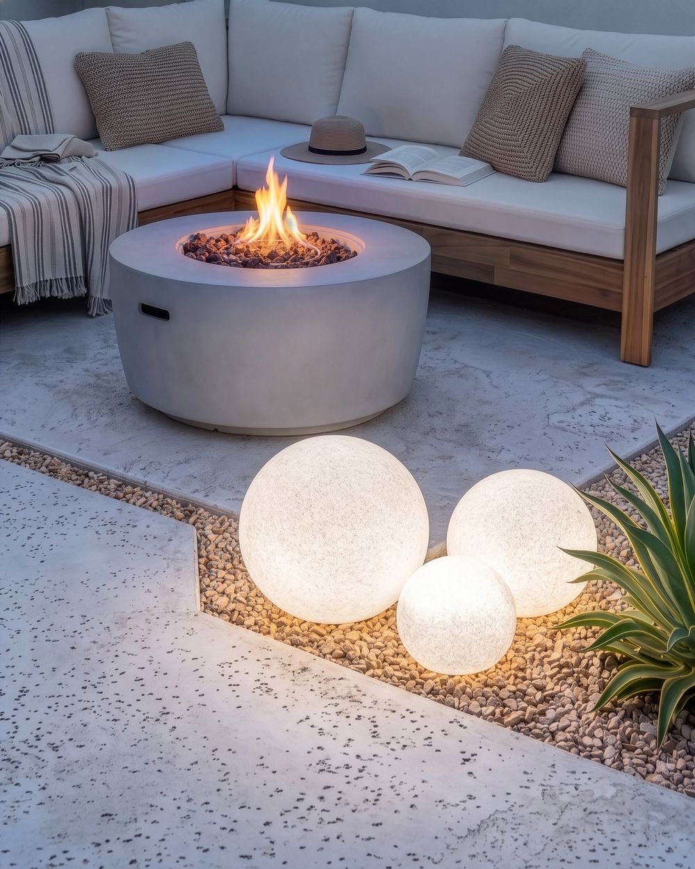 Set van 3 LED bolvormige lampen voor buiten DILLONS met afstandsbediening Lichtgrijs