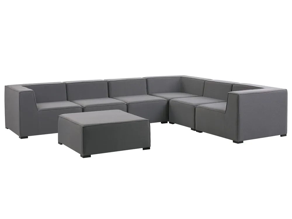 Garten Ecksofa mit Ottomane 7-Sitzer AREZZO modular Grau linksseitig_778116