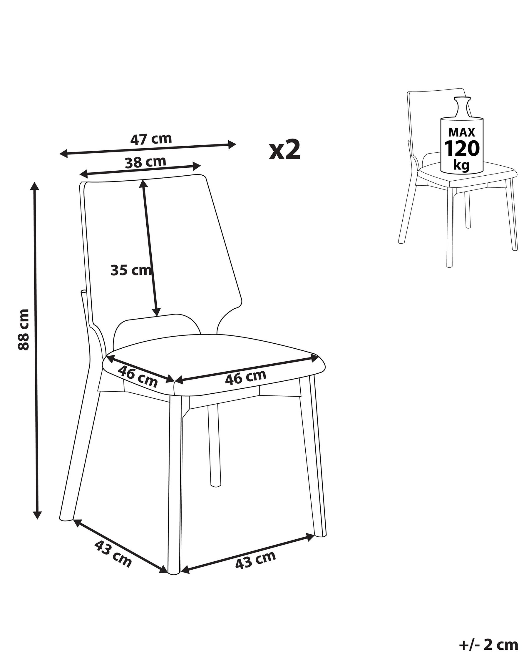 Set of 2 Dining Chairs ABEE Brown/ Light Beige_1055096