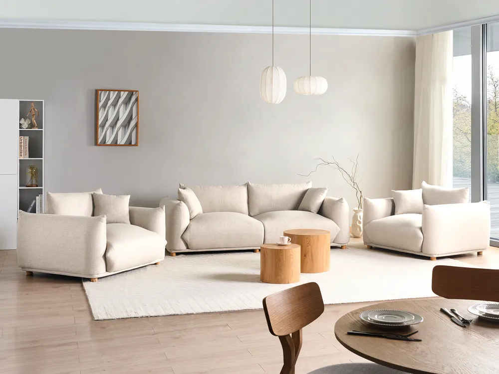 Sofa Set 5-Sitzer LUVOS Stoff Hellbeige