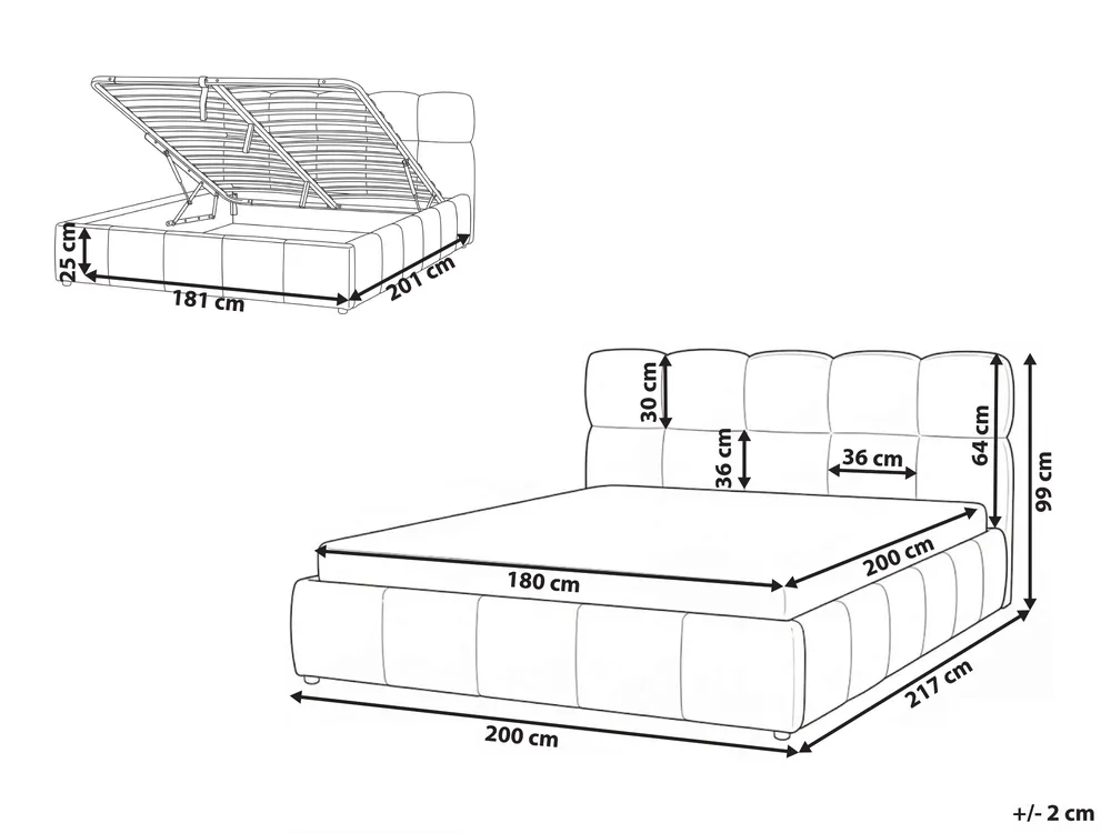 Ottoman Bed NOYON Fabric Light Beige 180 x 200 cm (EU Super King)_1056127