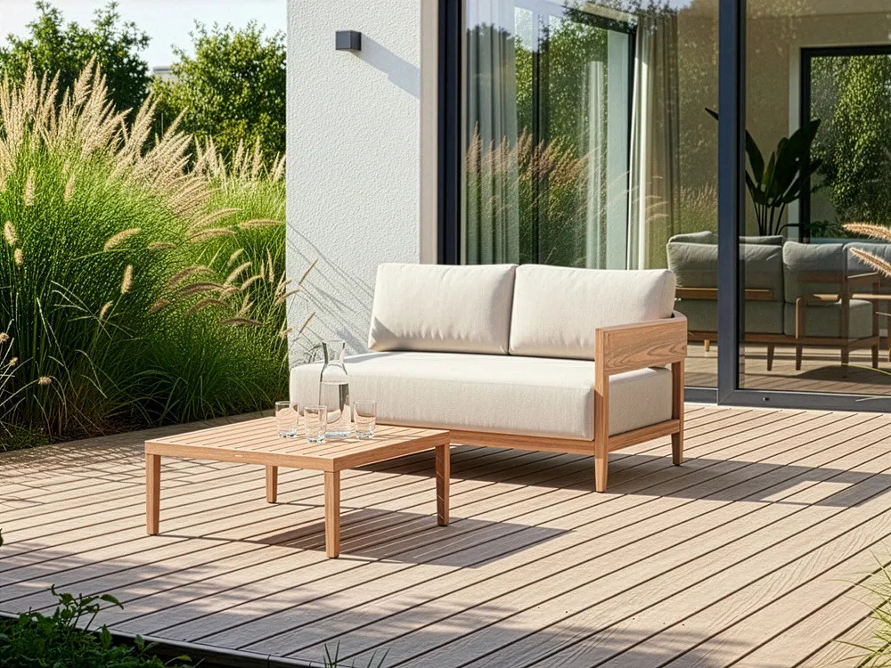Gartensofa mit Tisch 2-Sitzer SAMPIERI Metall Hellbraun