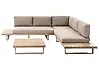 Garten Ecksofa mit Tisch 5-Sitzer MYKONOS zertifiziertes Akazienholz Taupe rechtsseitig