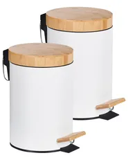 Set of 2 Pedal Waste Bins 3 L ECOSMART Metal White_992908