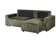 Corner Sofa Bed 3 Seater ABACKA with Storage Corduroy Green Left Hand_959933