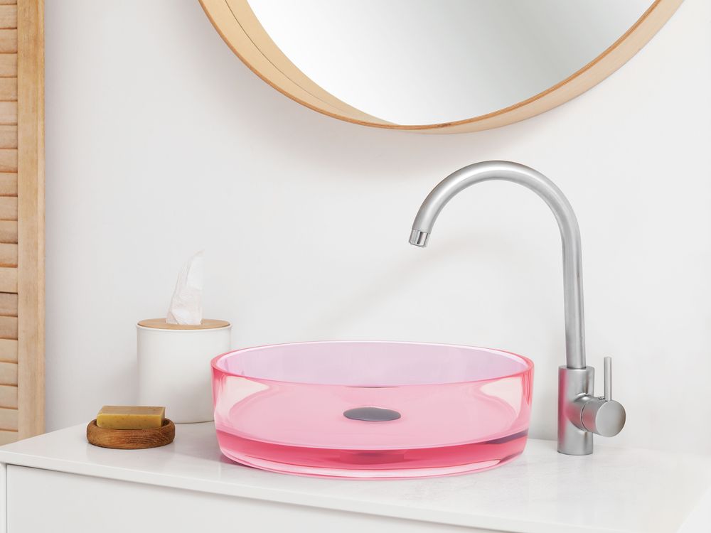 Wastafel voor aanrechtblad TOLOSA ⌀ 36 cm Solid surface Roze
