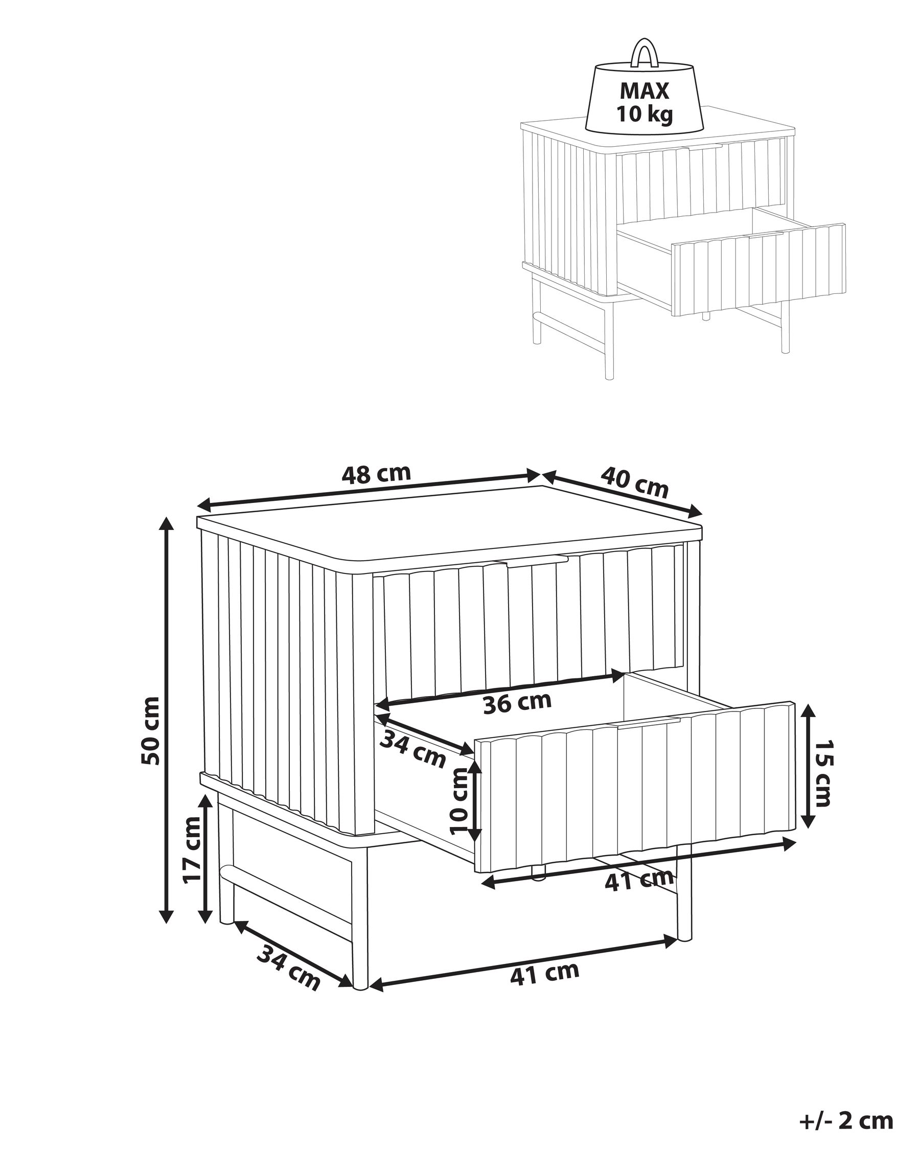 2 Drawer Bedside Table GLASTONBURY Black_972485