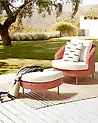 Gartensessel mit Ottomane ARCILLE II Polyrattan Pfirsichrosa