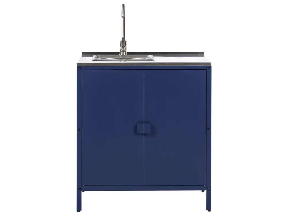 Outdoor-Küche 4er Set mit Spüle VILAMA Blau Metall_974970