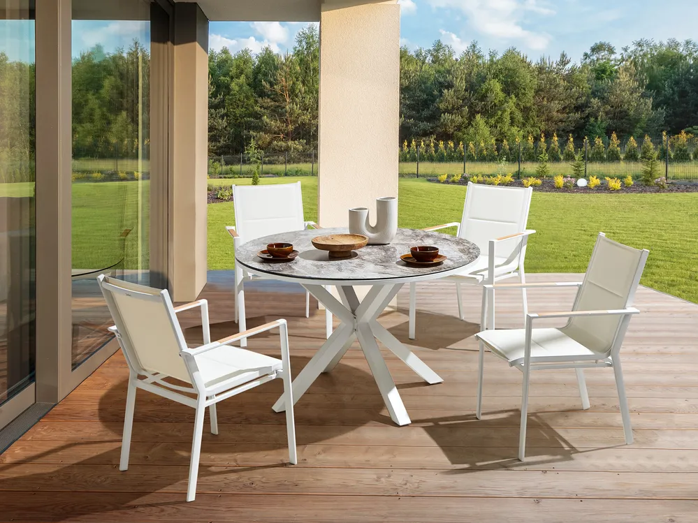Gartentisch MALETTO 120 cm 120 cm Glas Dunkelgrau_922942