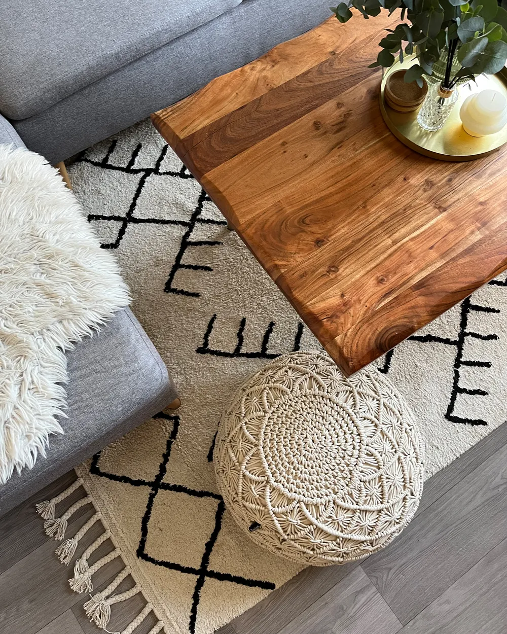 Pouffe Macramé BERKANE Cotton Beige_973029