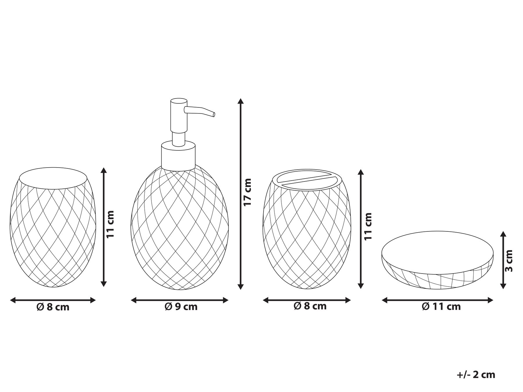 Set de 4 accessoires de salle de bain CANOA Verre Vert_825327