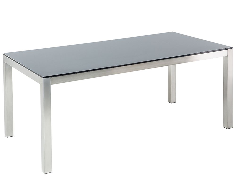 Table de salle à manger de jardin GROSSETO 180 cm 90 cm Verre de sécurité Noir