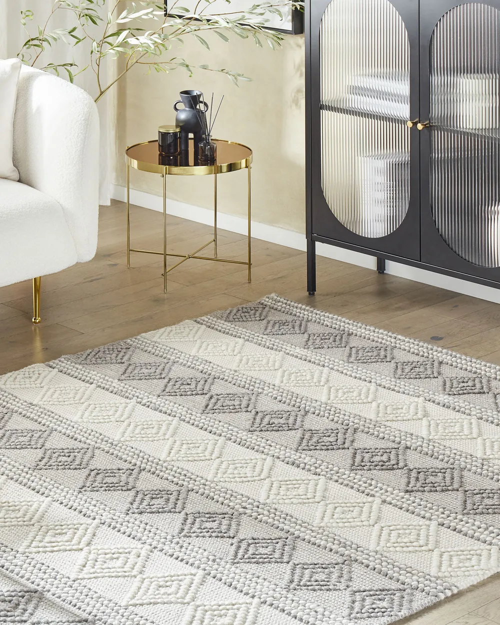 Teppich BOZOVA Hellbeige 160 x 230 cm Wolle