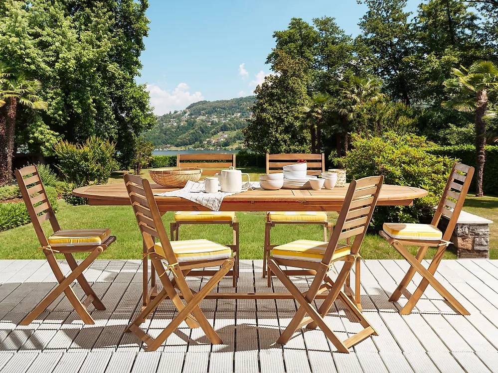 Gartenstuhlkissen 6er Set TOLVE 39 x 31 cm Gelb_1184572