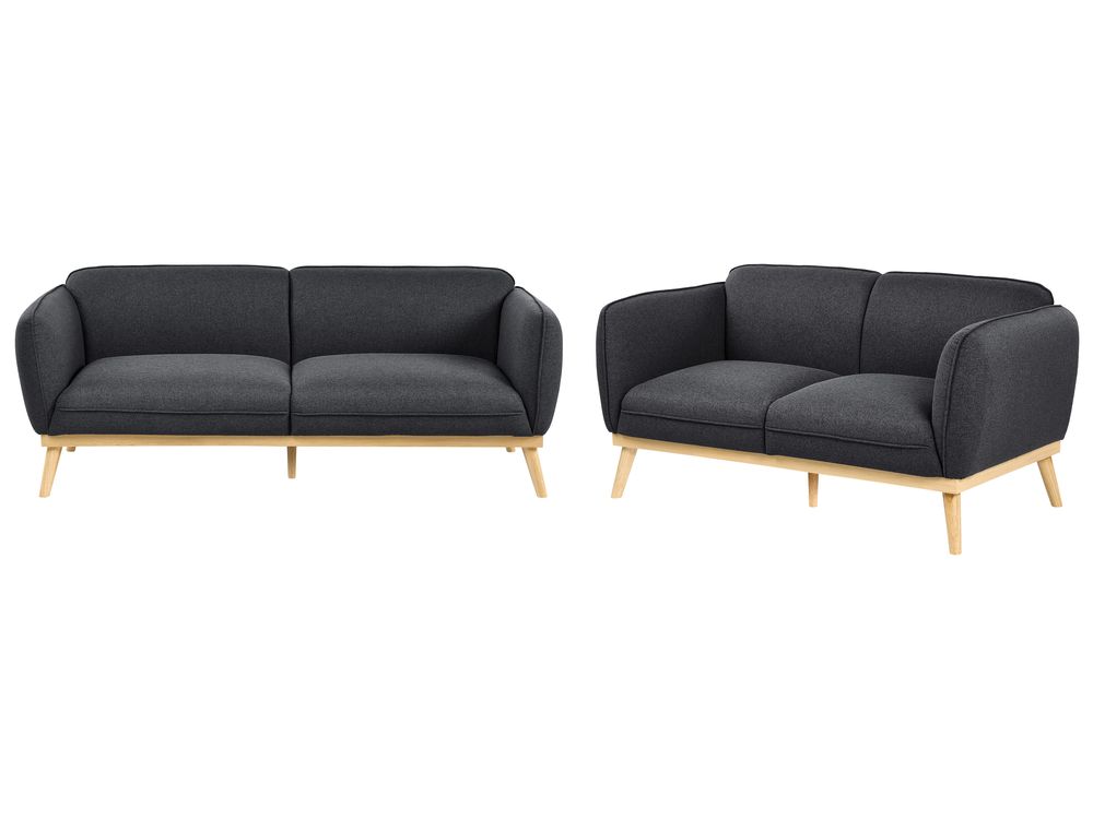 Living Room Set 5 Seater LJUNG Fabric Black