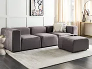 Modular Sofa 3 Seater FALSTERBO with Ottoman Velvet Taupe_919347