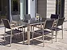 Garden Dining Set 6 Seater GROSSETO Triple Plate Basalt Flamed Black