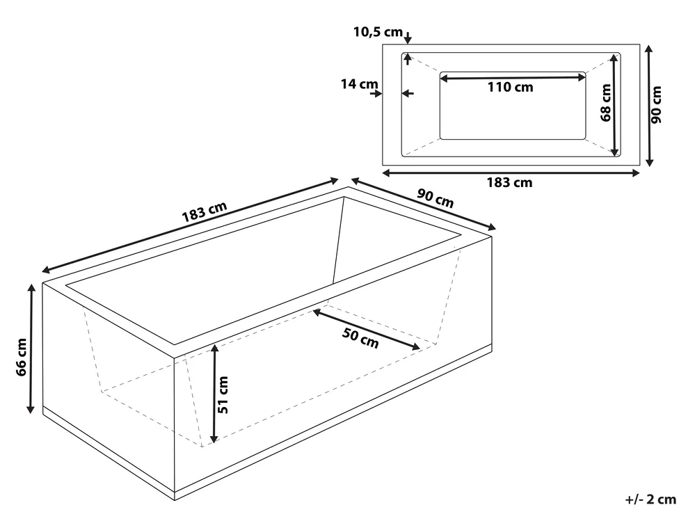 Whirlwanne Eckmodell mit LED VARADERO 183 x 90 cm Schwarz linksseitig_705139