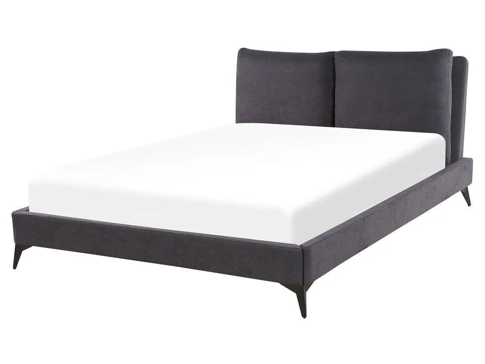 Bett mit Lattenrost Samtstoff MELLE 160 x 200 cm Dunkelgrau
