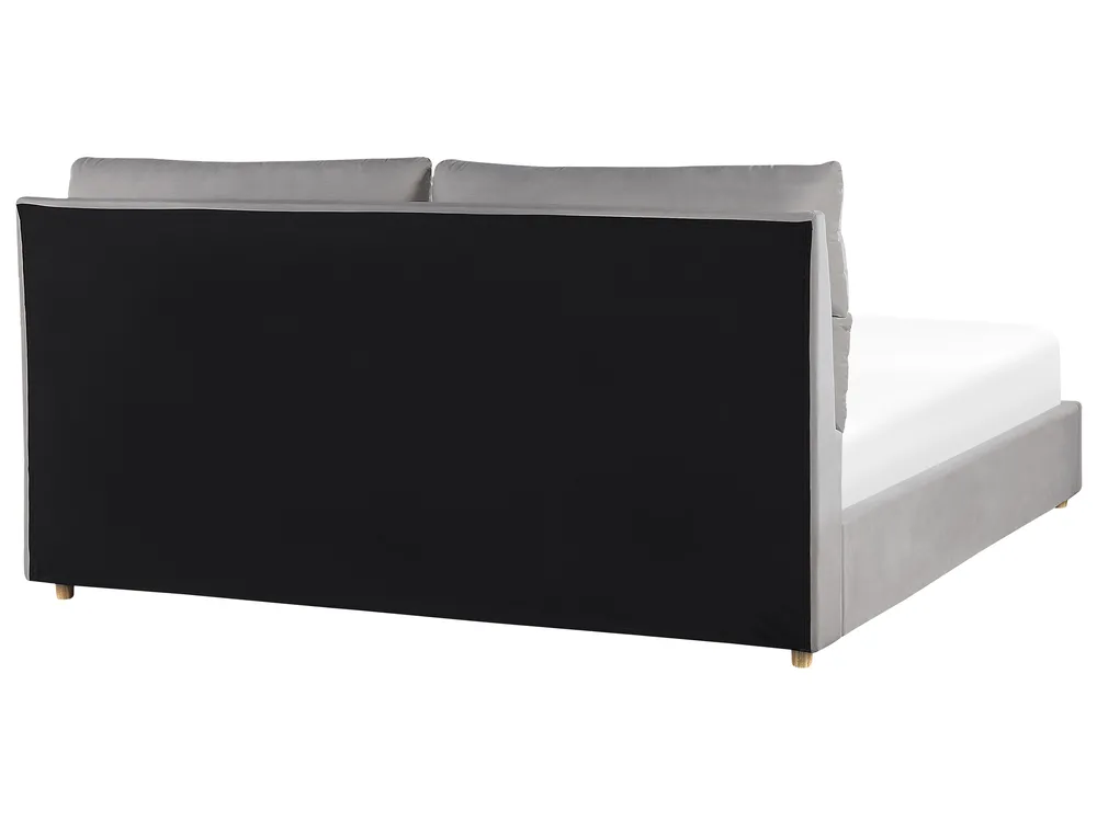 Bett mit Stauraum BATILLY Samtstoff Hellgrau 180 x 200 cm_830202