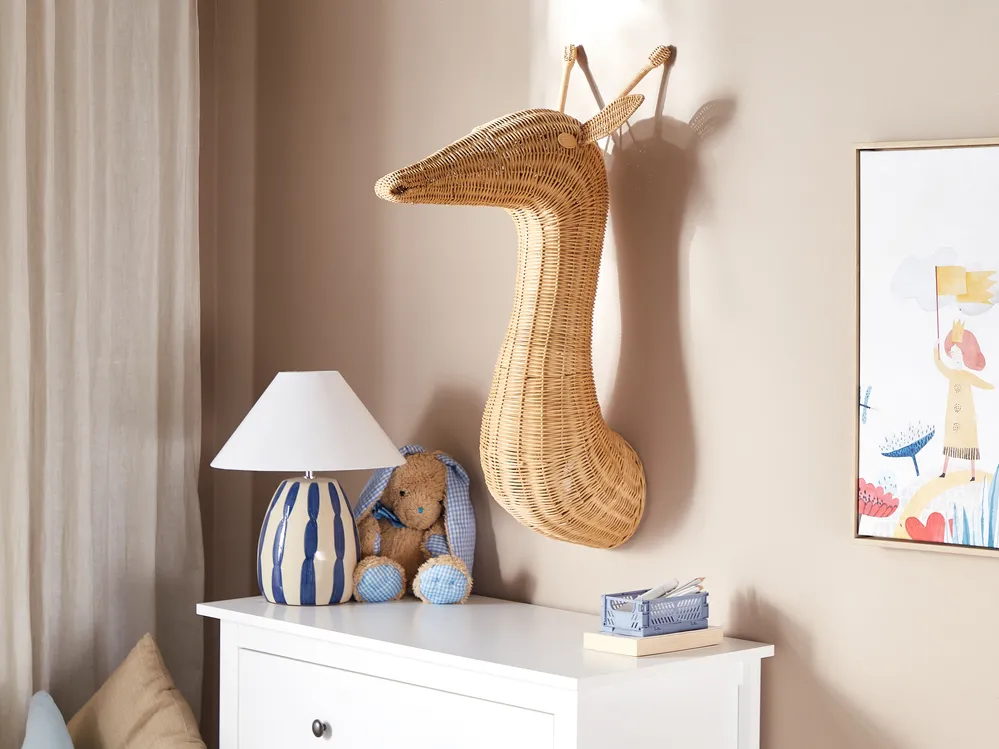 Wandobjekt Giraffe BANANEC Rattan 83 cm Naturfarben